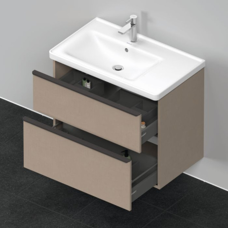 Тумба под раковину Duravit D-Neo, 78,4х45,2х62,5 см, подвесная, 2 выдвижных ящика, ДСП, цвет: лен, шкафчик навесной, прямоугольная, правая/левая, для раковины D-Neo # 236780, в ванную комнату