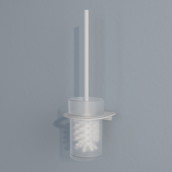 Ершик IDDIS Noa настенный, цвет белый матовый/матовое стекло, сплав металлов/стекло, стальной, округлый, для туалета/унитаза