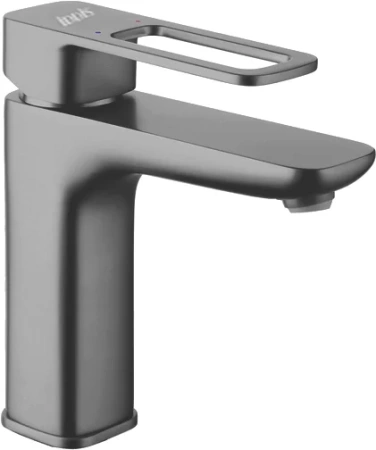 Смеситель для раковины/умывальника IDDIS Slide, однорычажный, неповоротный, керамический картридж, длина излива 157 мм, латунь, цвет графит