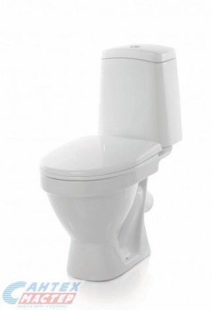 Унитаз компакт Sanita Лада Комфорт, белый, косой выпуск, напольный, сиденье дюропласт с микролифтом, арматура 1-режим Alcadrain/OLI