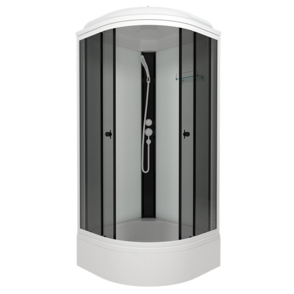 Душевая кабина Тритон Грэй-Вайт В 90х90х231,5 см поддон средний, четверть круга, угловая, без гидромассажа, с верхним душем, стекла грэй, профиль алюминий, цвет белый, закрытая