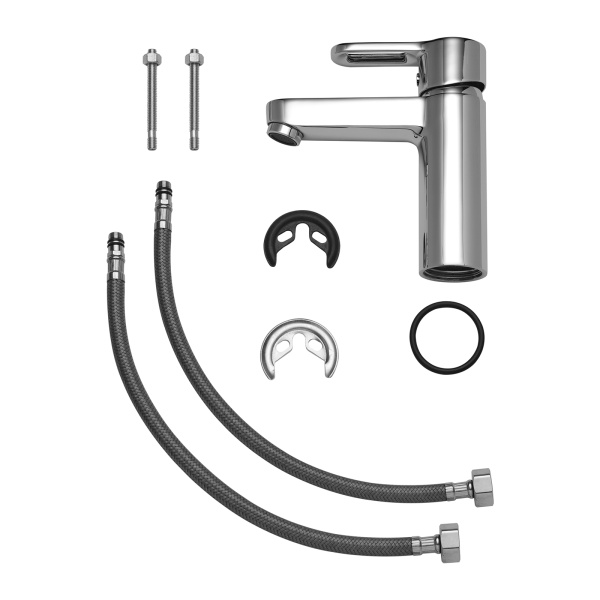 Смеситель для раковины/умывальника AQUEDUC однорычажный, неповоротный, керамический, длина излива 114 мм, латунь, цвет хром 345395