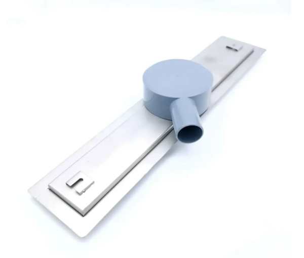 Трап TIM 70х800 мм D50, с фланцем свободного вращения, для душа в полу, под плитку, с сухим затвором+гидрозатвор, горизонтальный выпуск, нержавеющая сталь, прямоугольный