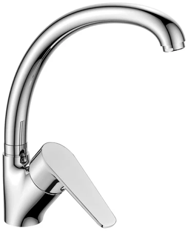 Смеситель для кухни/мойки Decoroom, однорычажный, поворотный, керамический, длина излива 203 мм, латунь, цвет хром