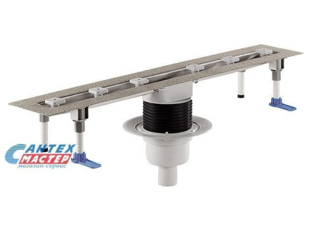 Плоский душевой лоток Ду50 с вертикальным выпуском без решетки, L=1700, HL 50FV.0/170