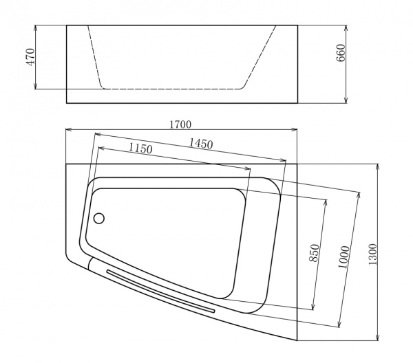 Ванна Gemy 170х130х75 акриловая с гидромассажем G9056 O R
