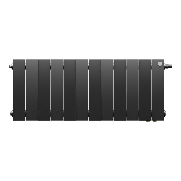 Радиатор отопления Royal Thermo PianoForte 300 Noir Sable VDR80 (12 секций) биметаллический, нижнее, правое подключение, для квартиры, дома, водяные, мощность 1476 Вт, настенный, батарея, черный