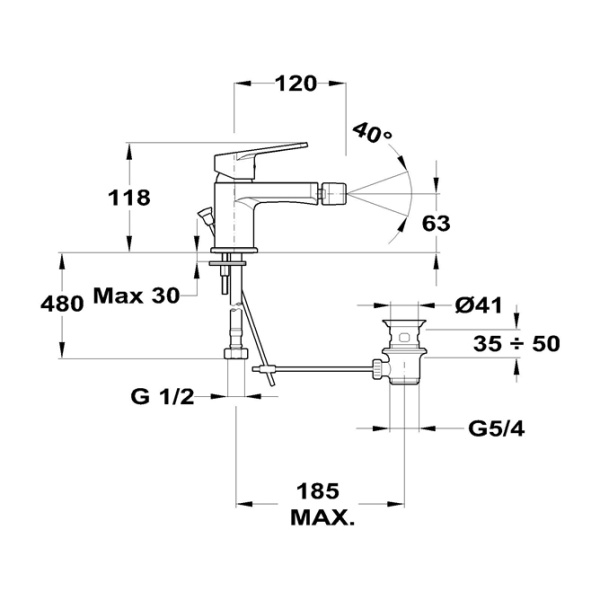 Смеситель для биде Mofem 501 Zenit хром L=150 мм 154-1913-00