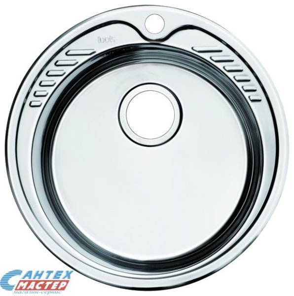 Мойка IDDIS Suno S D490 , 49х18 см, толщина 0.8 мм, врезная, нержавеющая сталь, круглая, цвет шелк, с отверстием под смеситель, слив-перелив, для кухни