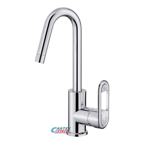 Смеситель для раковины Teka Nexos однорычажный, излив высокий поворотный, длины 105 мм, керамический, латунь, цвет хром, без донного клапана