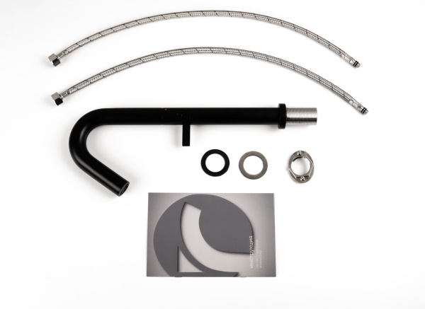 Смеситель для раковины/умывальника Knotlor Elixir, высокий, однорычажный, поворотный, керамический, длина излива 130 мм, нержавеющая сталь, цвет черный матовый