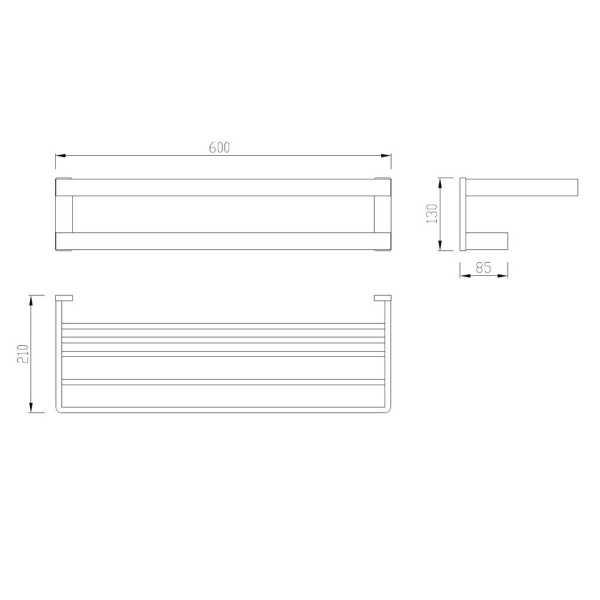 Полка ABBER Westen одинарная, 600 мм настенная, нержавеющая сталь, прямоугольная, для полотенец, в ванную/туалет/душевую кабину, цвет сатин AA1758SP