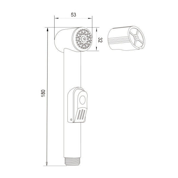 Лейка душевая гигиеническая Olives DH101 хром цвет: хром, с 1 режимом, хромированное покрытие Liquid Diamond, ручная, для биде, однорежимная
