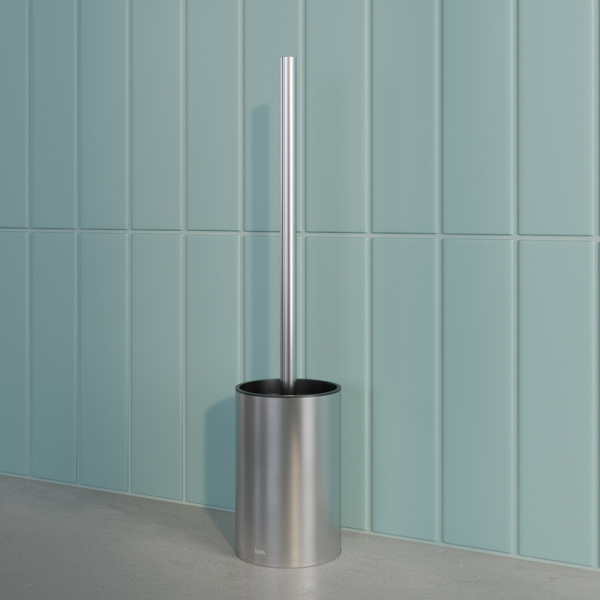 Ершик IDDIS Petite напольный, цвет сатин/внутренняя часть черная, нержавеющая сталь, стальной, округлый для туалета/унитаза