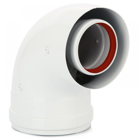 Отвод дымохода коаксиальный Gekon D60/100 промежуточный 90° раструбный, для дымоходов