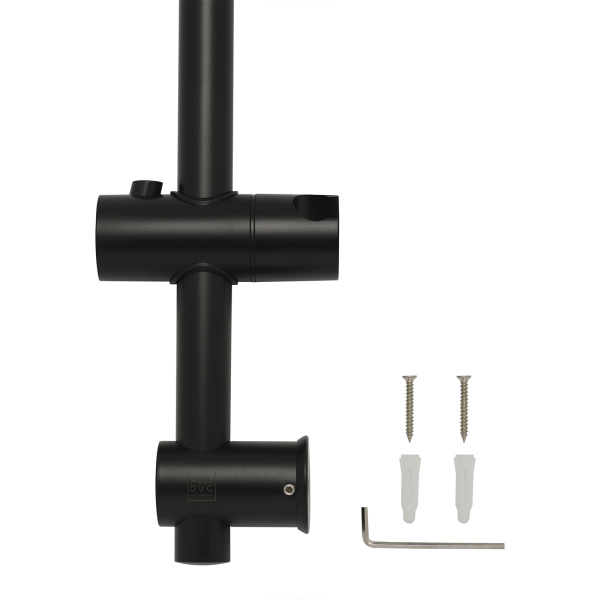 Душевая стойка AQUEDUC высота 660 мм цвет черный матовый, настенная, нержавеющая сталь, для душа/ванной 345337