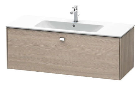 Тумба под раковину Duravit Brioso, 122х46,9х45,2 см, подвесная, 1 выдвижной ящик, ДСП, цвет: сосна серебристая/хром, шкафчик навесной, механизм доводчика, прямоугольная, правая/левая, в ванную комнату