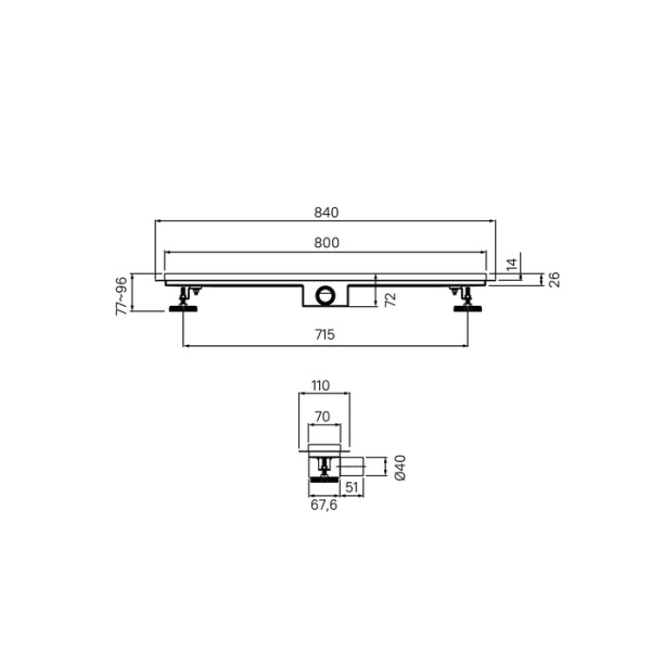 Водоотводящий желоб (Трап) IDDIS Level 800 мм, с перфорированной решеткой, цвет хром, горизонтальный выпуск, комбинированный затвор, выпуск 40/50 мм 975A8SB10DZ