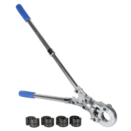 Пресс-инструмент (клещи) ручной 16-32 мм, TH, VALTEC для обжима пресс-фитингов труб: металлопластиковых, сшитого полиэтилена, пластиковых, нержавеющей стали, нержавейки, воды, гидравлический, универсальный (Валтек)