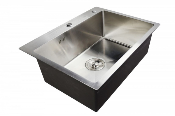 Мойка кухонная Siriusline, 60х45 см, врезная, нержавеющая сталь, прямоугольная, цвет: сатин, в комплекте дозатор, коландер, сифон SL6045