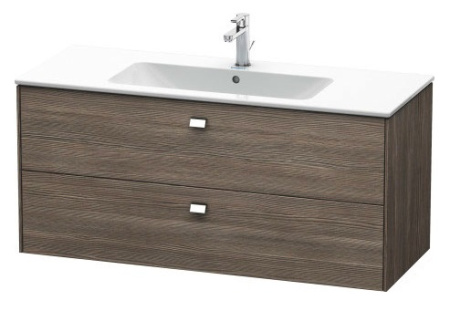 Тумба под раковину Duravit Brioso, 102х46,9х56,3 см, подвесная, 2 выдвижных ящика, ДСП, цвет: сосна терра/хром, шкафчик навесной, механизм доводчика, прямоугольная, правая/левая, для раковины D-Code, в ванную комнату