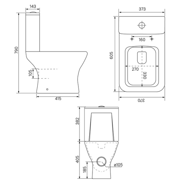 Унитаз компакт IDDIS Torr, БЕЛЫЙ, горизонтальный (прямой) выпуск, прямоугольный, напольный, с быстросьемным сиденьем микролифт, безободковый, с крышкой (сиденье) 