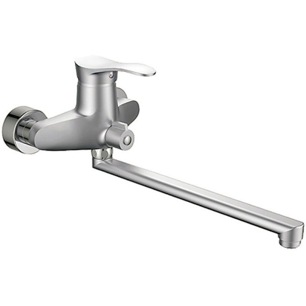 Смеситель для ванны/душа HAIBA однозахватный, хромированный, настенный, излив длинный 364 мм, поворотный, латунь, цвет хром матовый