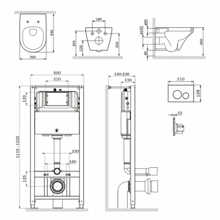 Комплект унитаза с инсталляцией AM.PM Inspire, c сиденьем микролифт, с клавишей смыва (кнопкой, клавишей двойного смыва) белая, система для подвесного унитаза, со скрытым смывным бачком (бак), с подвесным унитазом