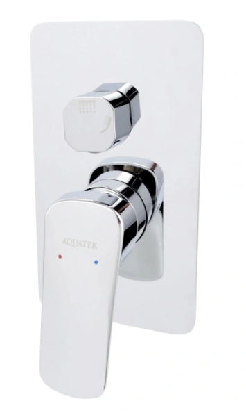 Душевая система Aquatek Вега встраиваемая, цвет хром, комплект: смеситель/тропический душ (с верхней лейкой)/лейка/шланг, латунь, скрытого монтажа