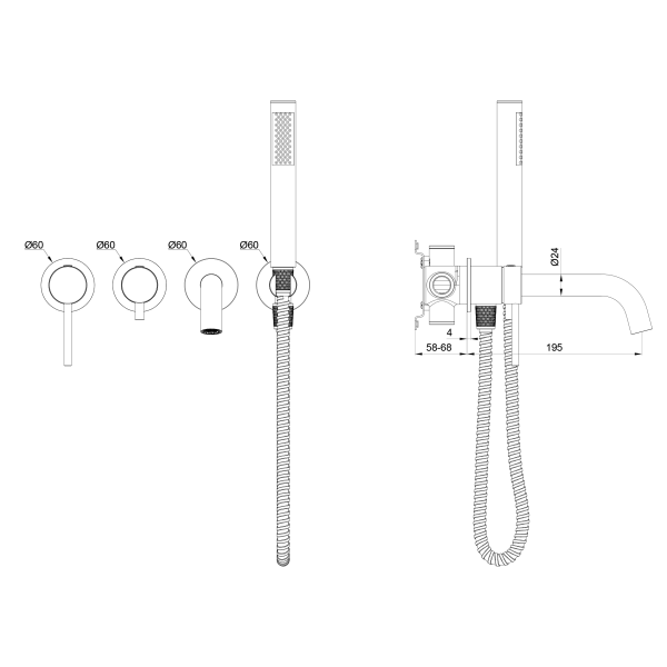 Смеситель для ванны/душа Oliveeka Y Line однорычажный, встраиваемый, керамический, неповоротный, длина излива 195 мм, латунь, цвет хром Смеситель для ванны/душа Oliveeka Y Line однорычажный, встраиваемый, керамический, неповоротный, длина излива 195 мм, латунь, цвет хром
