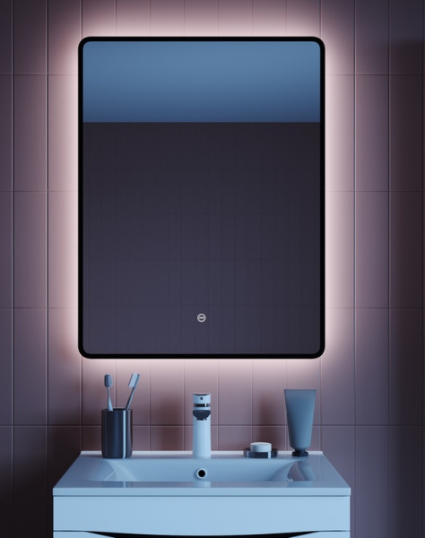 Зеркало IDDIS Cloud, 60х80х3 см с LED/ЛЕД-подсветкой, прямоугольное, выключатель сенсорный, для ванны, навесное/подвесное/настенное