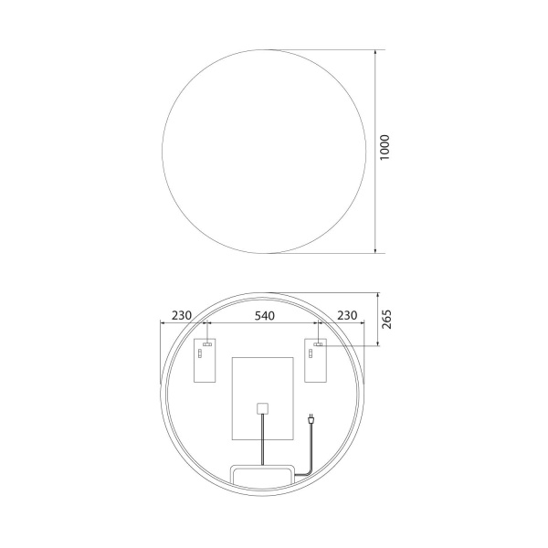 Зеркало IDDIS Bild, 100х100х3 см с LED/ЛЕД-подсветкой, с антизапотеванием, выключатель сенсорный, для ванны, навесное/подвесное/настенное, круглое BIL10T0i98