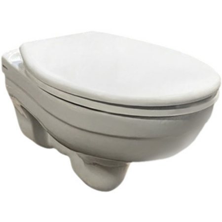 Унитаз подвесной BERGES Albit S Rimless, безободковый, овальный, цвет белый, горизонтальный (в стену) выпуск, с быстросьемным сиденьем микролифт, с крышкой (сиденье) ДЮРОПЛАСТ