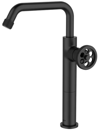 Смеситель для раковины/умывальника IDDIS Grange, однорычажный, поворотный, керамический картридж, высокий, длина излива 175 мм, латунь, цвет черный матовый