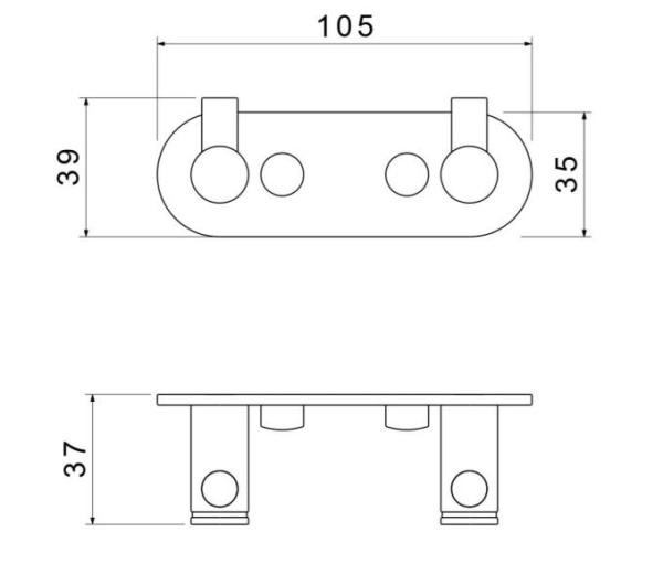 Крючок двойной Aquatek Европа настенный, нержавеющая сталь/латунь, форма округлая, для полотенец/халатов в ванную/туалет/душевую кабину, цвет оружейная сталь