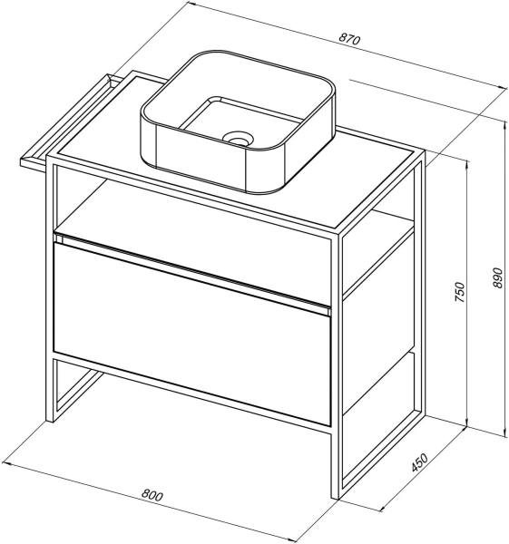 Тумба под раковину Allen Brau Priority 80, напольная, 800х450х750 мм 1 выдвижной ящик, цвет папирус матовый, прямоугольная, в ванную комнату, стиль лофт 