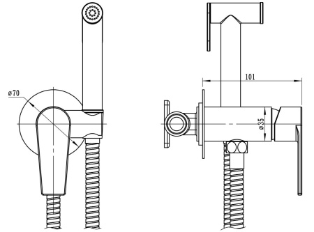 Смеситель с гигиеническим душем Esko Budapest встраиваемый, однорычажный, керамический, без излива, с гибким шлангом/лейкой, латунь, цвет хром BTSMH