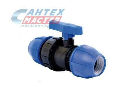 Кран шаровой ПНД 25 мм вр Unio , прямой, ручка-рычаг, пластиковый, полипропилен, пэ, фитинг компрессионный (обжим) для труб 9950000000X025 