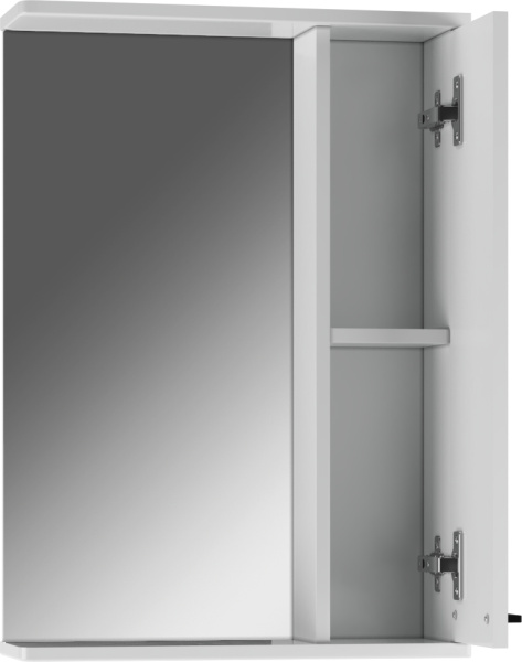 Зеркальный шкаф Домино Контраст Айсберг 50, 506х151х716 мм, без подсветки, подвесной, цвет белый, зеркало, 1 распашная дверца, прямоугольный, правый, правосторонний