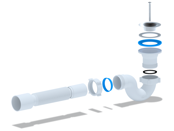 Сифон ANI для душевого поддона 1 1/2"х40 с гибкой трубой E115 для душевых поддонов с отверстием слива Ø50 мм