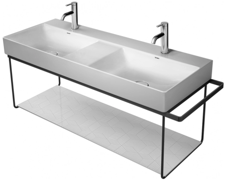 Консоль DURAVIT DuraSquare для раковины 126,5x45,1x42,5 см, подвесная, цвет матовый черный, металлический каркас под раковину, тумба, прямоугольная, с полкой, с полотенцедержателем