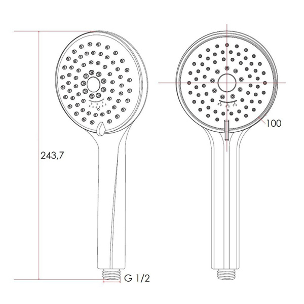 Душевая лейка ESKO SPL953 Satin округлая, 3 режима, цвет сатин, для душа/ванной, универсальная, ABS пластик