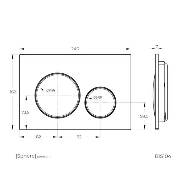 Кнопка смыва Knotlor Sphere Premium, цвет матовый белый/хром, размер 240 х 162 х 7 мм, клавиша управления для сливного бачка, инсталляции, два режима слива, механическая, панель