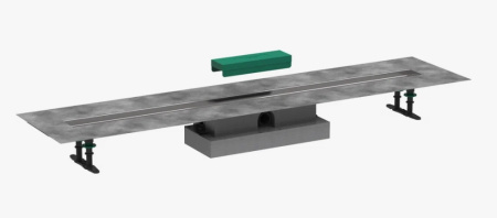 Трап Hansgrohe uBox universal 120, для душа, для установки вровень с полом, 120х11,3 см, с гидрозатвором, горизонтальный выпуск, нержавеющая сталь/пластик, прямоугольный, для внешних частей RainDrain Rock и RainDrain Match