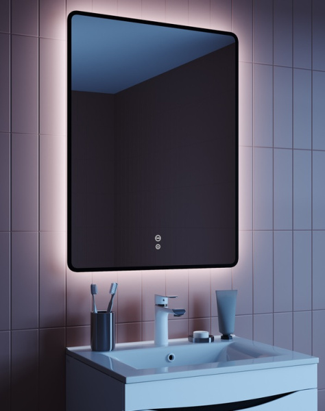 Зеркало IDDIS Cloud, 60х80х3 см с LED/ЛЕД-подсветкой, прямоугольное, с антизапотеванием, выключатель сенсорный, для ванны, навесное/подвесное/настенное