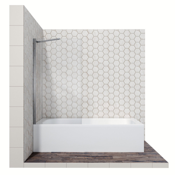 Шторка для ванны Ambassador Bath Screens 70х140 см, стекло прозрачное, профиль хром, одностворчатая, неподвижная, плоская/ панель
