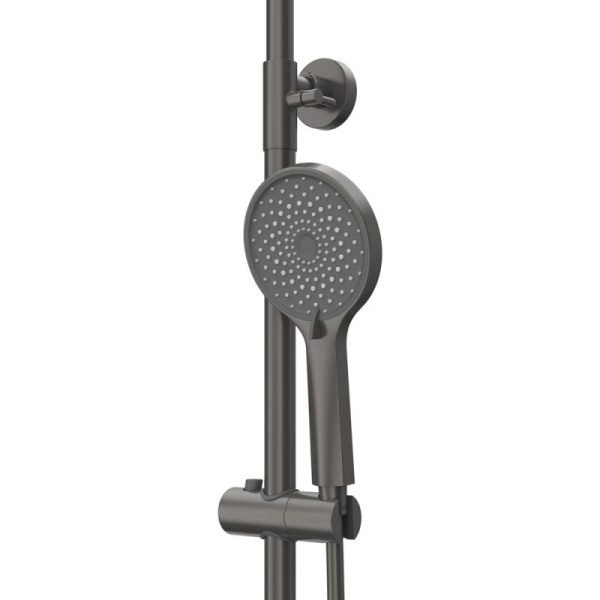 Душевая система Cezares Relax высота 1460 мм, цвет оружейная сталь, комплект: однорычажный смеситель/тропический душ (с верхней лейкой)/стойка/лейка/шланг, наружного монтажа