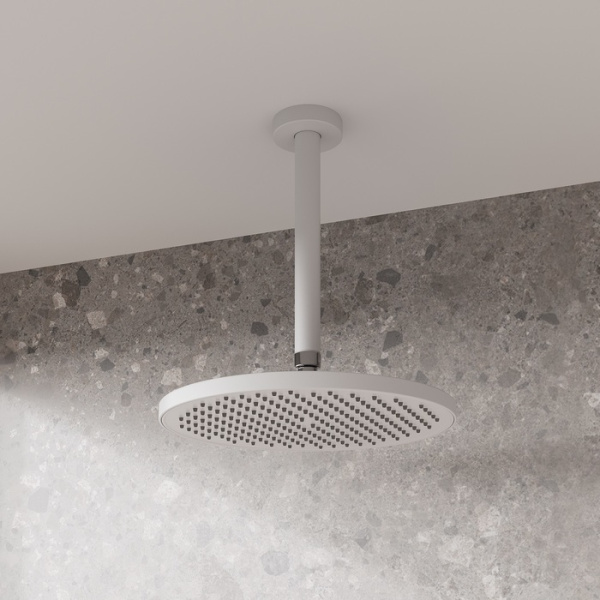 Верхний душ IDDIS Esper круглый, 254х254х61 мм белый матовый, ABS-пластик, тропический душ, для душа/ванной