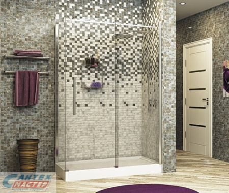 Душевой уголок Wasserkraft Dinkel 120х80х200 см, без поддона, прямоугольный, без крыши, раздвижной, стеклянный, пластиковый, хромированный профиль, комплект, для душа, ванной, квартиры, дома, дачи, размеры, метр, литой, литьевой, сантехника