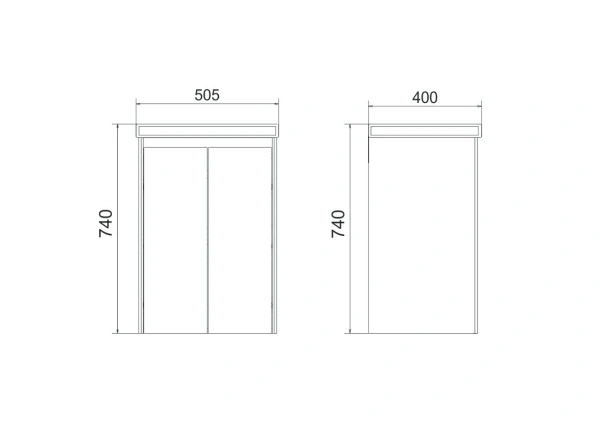 Тумба под раковину Velvex Klaufs 50.2D, 505х400х740 мм, подвесная, цвет шатане/черный, 2 распашные дверцы/1 полка/выдвижной органайзер, подходит раковина Como 50, правая/левая, правосторонняя/левосторонняя/универсальная, в ванную комнату